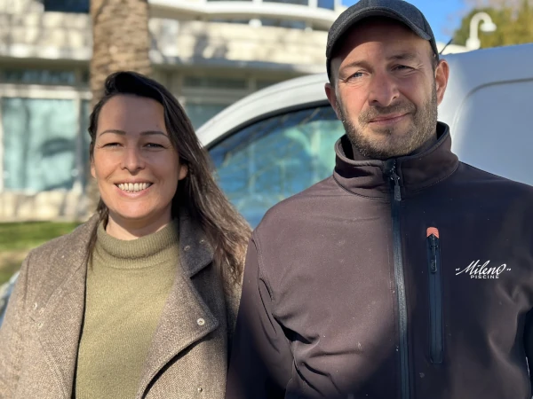 Julie Rugraff et Cyril Cordier l'équipe Mileno Piscine, pisciniste à Sérignan, vos partenaires pour une eau saine et agréable